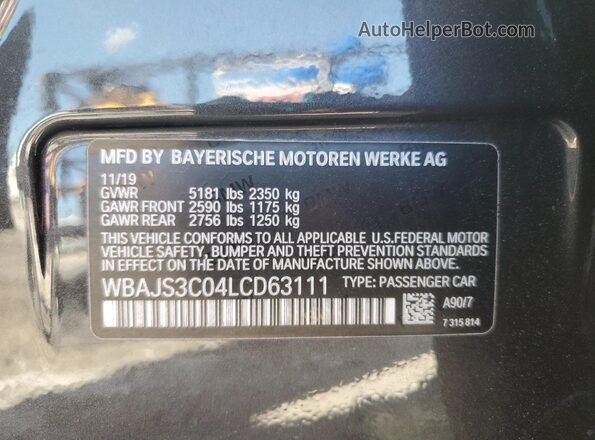 WBAJS3C04LCD63111 2020 BMW 5 SERIES Gray Widok komory silnika
