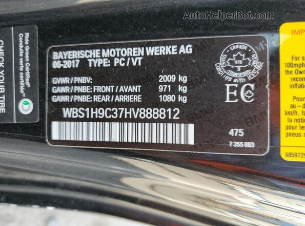 WBS1H9C37HV888812 2017 BMW M2 Black 
