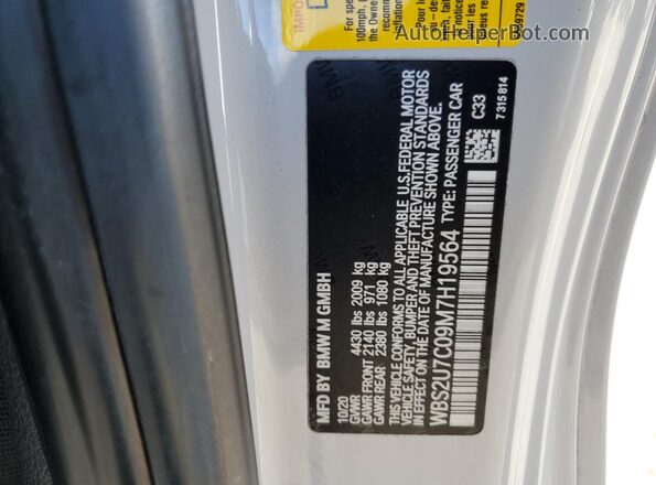 WBS2U7C09M7H19564 2021 BMW M2 Silver Vista del compartimento del motor