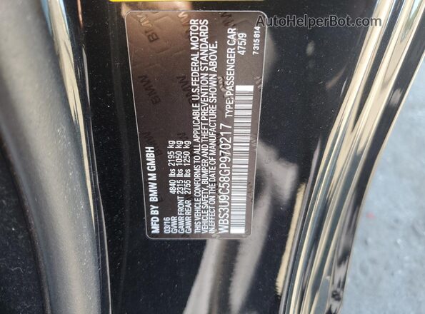 WBS3U9C58GP970217 2016 BMW M4 Black ძრავის განყოფილების ხედი