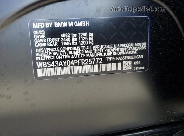 WBS43AY04PFR25772 2023 BMW M3 Black Вид підкапотного простору