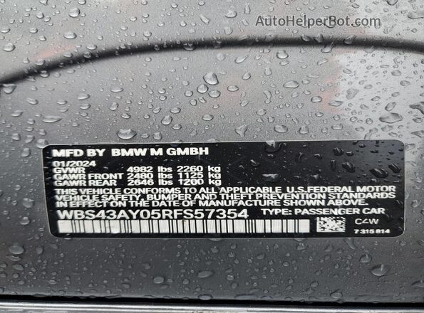 WBS43AY05RFS57354 2024 BMW M3 Gray 