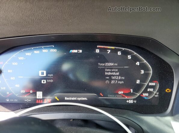 WBS43AY09NFM26026 2022 BMW M3 Gray Widok zestawu wskaźników