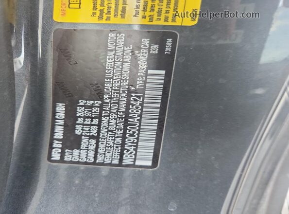 WBS4Y9C50JAA85421 2018 BMW M4 Gray 