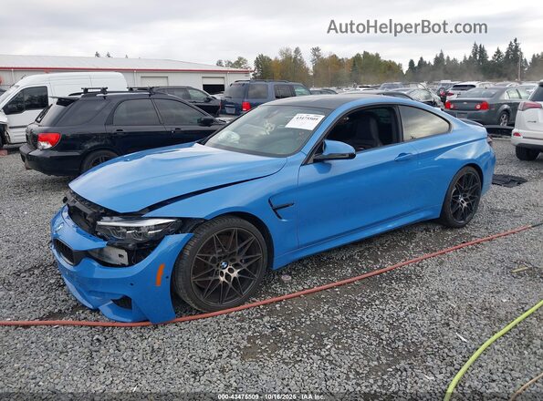 WBS4Y9C52JAC87791 2018 BMW M4 Blue Առջևի ձախ երեք քառորդ տեսարան