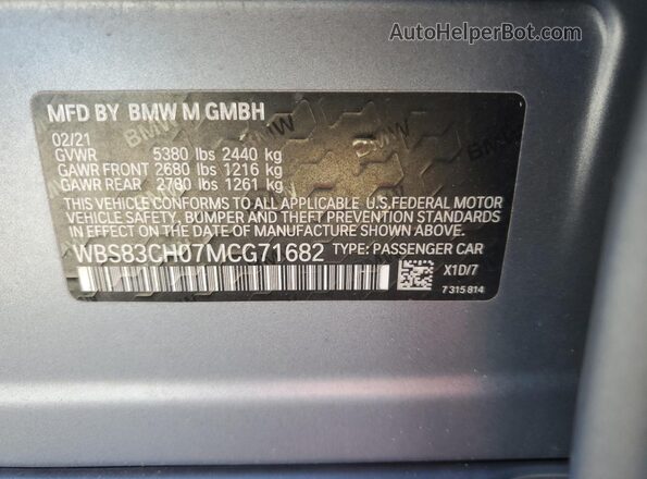 WBS83CH07MCG71682 2021 BMW M5 Gray Widok komory silnika