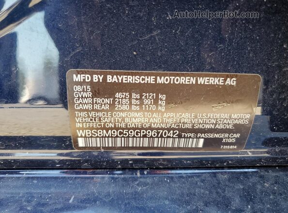 WBS8M9C59GP967042 2016 BMW M3 Blue Vista del compartimento del motor