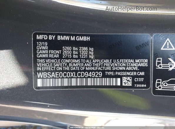 WBSAE0C0XLCD94929 2020 BMW M8 Gray Widok komory silnika