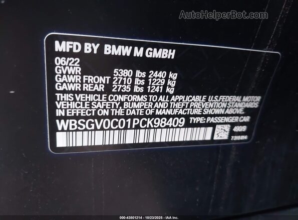 WBSGV0C01PCK98409 2023 BMW M8 Черный Вид подкапотного пространства