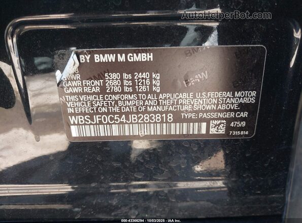 WBSJF0C54JB283818 2018 BMW M5 Black ძრავის განყოფილების ხედი