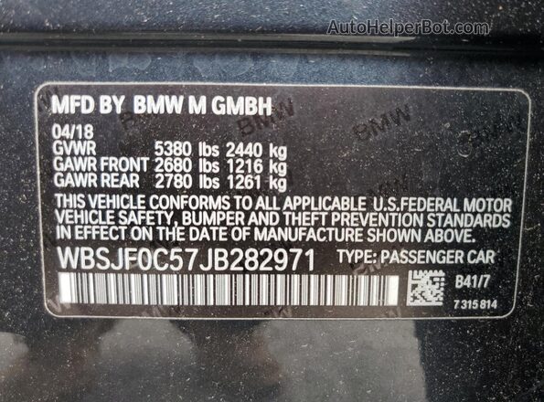 WBSJF0C57JB282971 2018 BMW M5 Blue Вид підкапотного простору