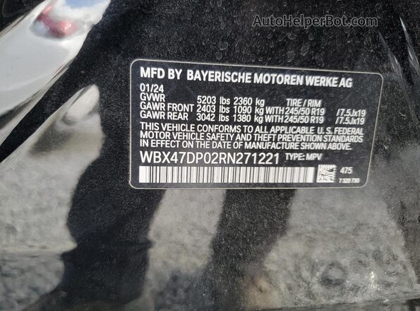 WBX47DP02RN271221 2024 BMW X3 Black Vista interior de 360 grados