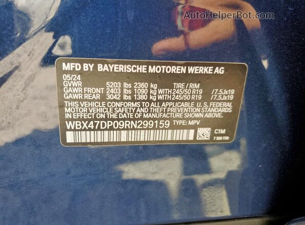 WBX47DP09RN299159 2024 BMW X3 Blue 