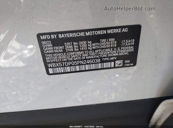 WBX57DP05PN246038 2023 BMW X3 White Widok komory silnika