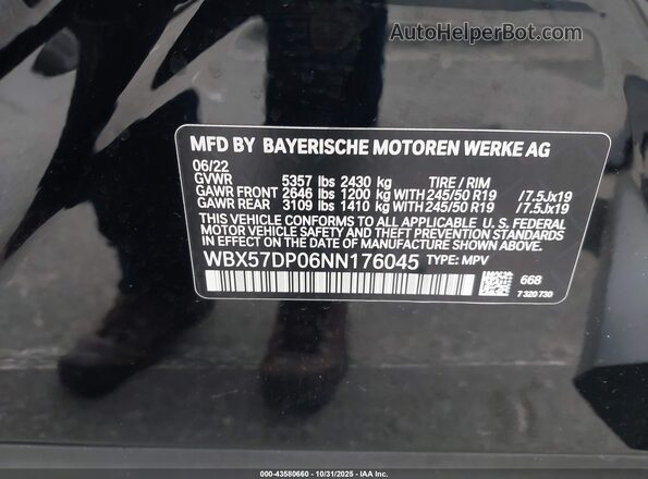 WBX57DP06NN176045 2022 BMW X3 Black Շարժիչի բաժամունքի տեսք