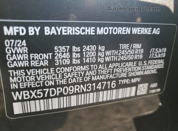 WBX57DP09RN314716 2024 BMW X3 Charcoal 