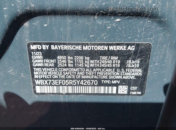 WBX73EF05R5Y42670 2024 BMW X1 Синий Вид подкапотного пространства