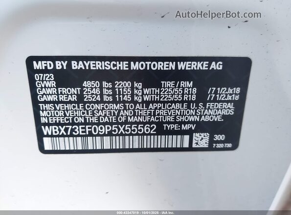 WBX73EF09P5X55562 2023 BMW X1 White Widok komory silnika