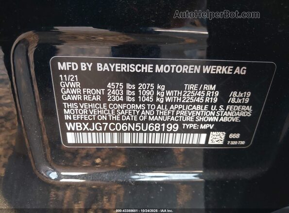 WBXJG7C06N5U68199 2022 BMW X1 Черный Вид подкапотного пространства