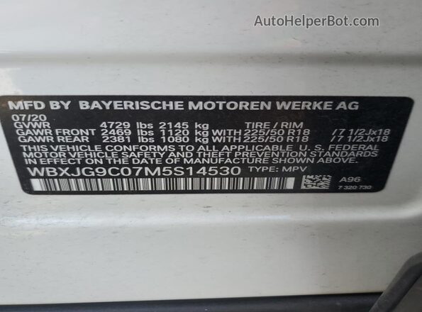 WBXJG9C07M5S14530 2021 BMW X1 Белый Вид подкапотного пространства