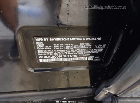WBXJG9C09L3L83796 2020 BMW X1 Black Շարժիչի բաժամունքի տեսք