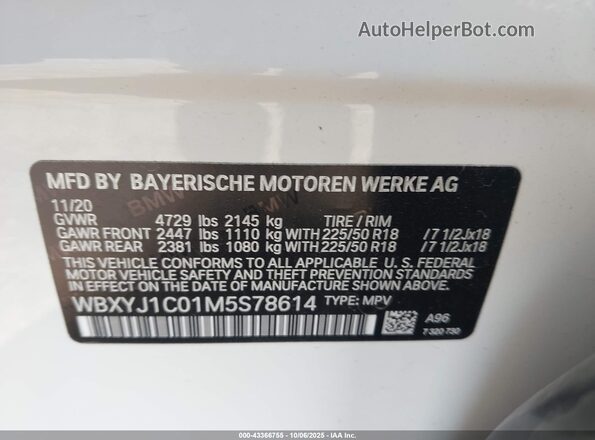 WBXYJ1C01M5S78614 2021 BMW X2 White Շարժիչի բաժամունքի տեսք