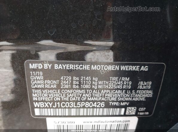 WBXYJ1C03L5P80426 2020 BMW X2 Black Շարժիչի բաժամունքի տեսք