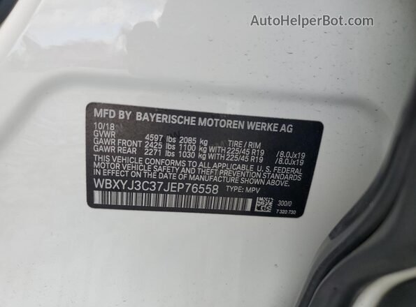 WBXYJ3C37JEP76558 2018 BMW X2 White 