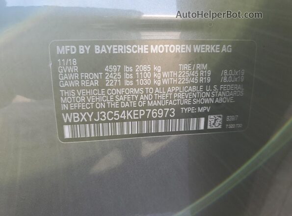 WBXYJ3C54KEP76973 2019 BMW X2 Charcoal 
