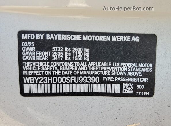 WBY23HD00SFU99390 2025 BMW I4 White Widok komory silnika