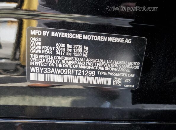 WBY33AW09RFT21299 2024 BMW I4 Black 