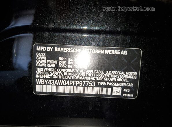 WBY43AW04PFP97753 2023 BMW I4 Black Вид підкапотного простору