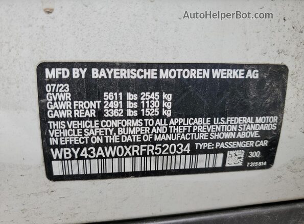 WBY43AW0XRFR52034 2024 BMW I4 White Շարժիչի բաժամունքի տեսք