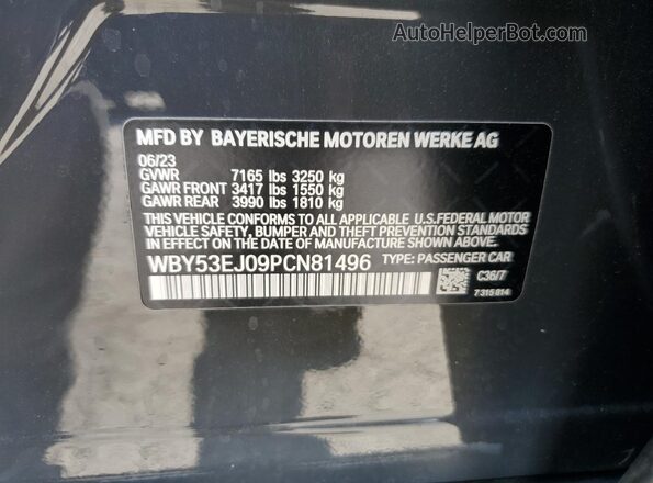 WBY53EJ09PCN81496 2023 BMW OTHER Gray Widok naklejki z numerem VIN