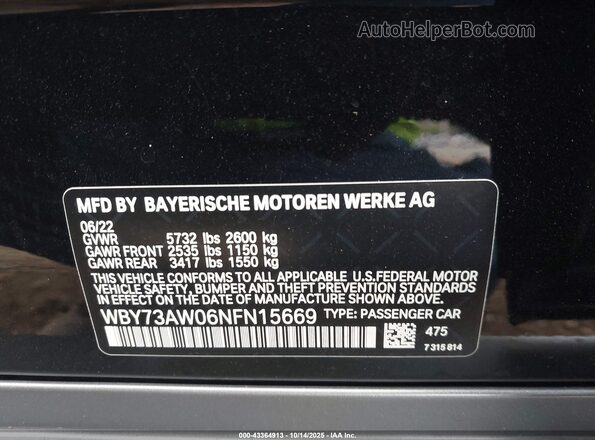 WBY73AW06NFN15669 2022 BMW I4 Black Շարժիչի բաժամունքի տեսք