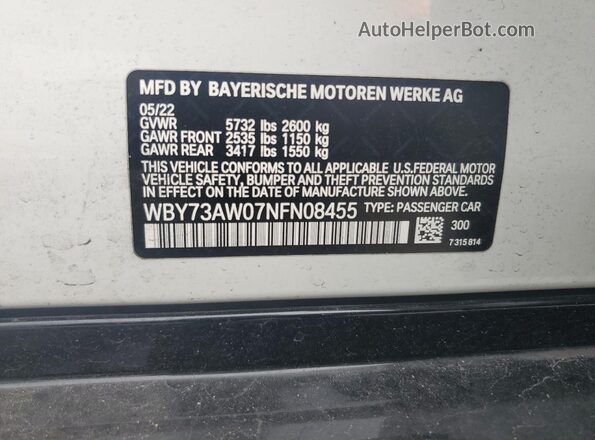 WBY73AW07NFN08455 2022 BMW I4 White Շարժիչի բաժամունքի տեսք