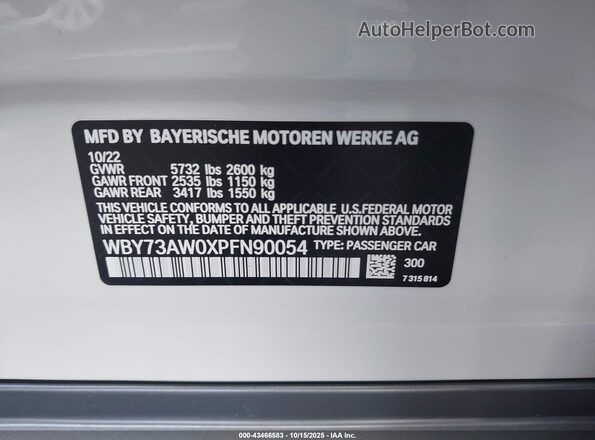 WBY73AW0XPFN90054 2023 BMW I4 White Вид підкапотного простору