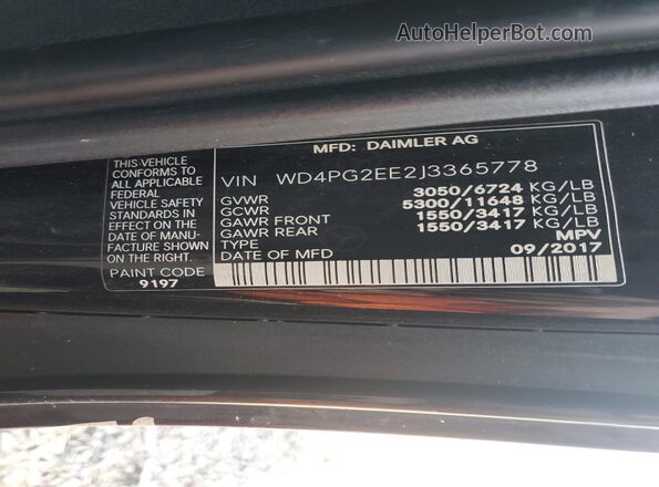 WD4PG2EE2J3365778 2018 MERCEDES-BENZ METRIS Black 