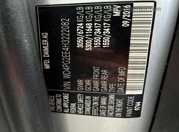 WD4PG2EE4H3222082 2017 MERCEDES-BENZ METRIS Silver Widok tylnych siedzeń