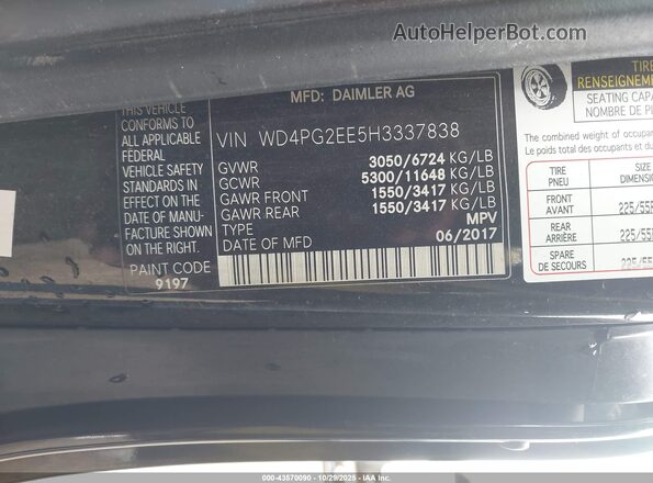 WD4PG2EE5H3337838 2017 MERCEDES-BENZ METRIS Black ძრავის განყოფილების ხედი