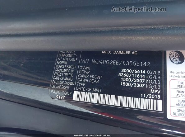 WD4PG2EE7K3555142 2019 MERCEDES-BENZ METRIS Black Vista del compartimento del motor
