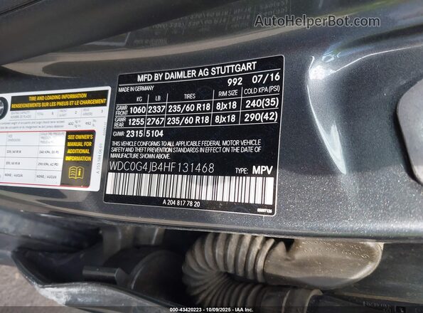 WDC0G4JB4HF131468 2017 MERCEDES-BENZ GLC 300 Gray Շարժիչի բաժամունքի տեսք