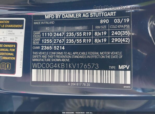 WDC0G4KB1KV176573 2019 MERCEDES-BENZ GLC 300 Blue Engine compartment view