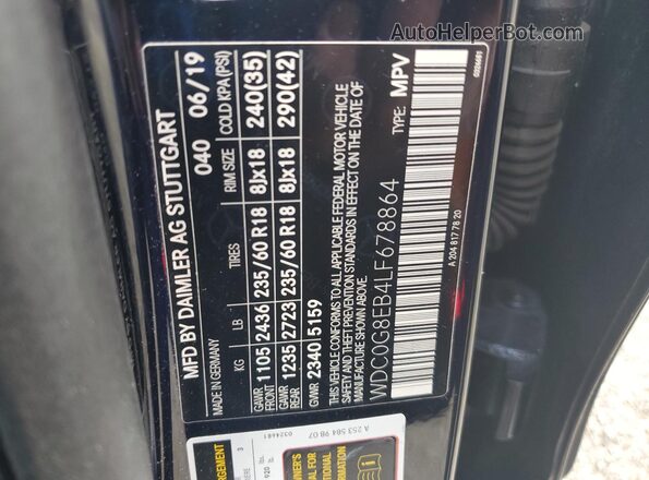 WDC0G8EB4LF678864 2020 MERCEDES-BENZ GLC-CLASS Black VIN կոդի պիտակի տեսք