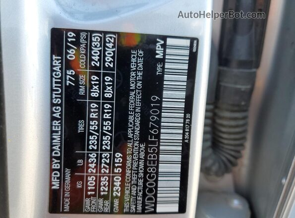 WDC0G8EB5LF679019 2020 MERCEDES-BENZ GLC-CLASS Silver Панорамний вид салону 360°