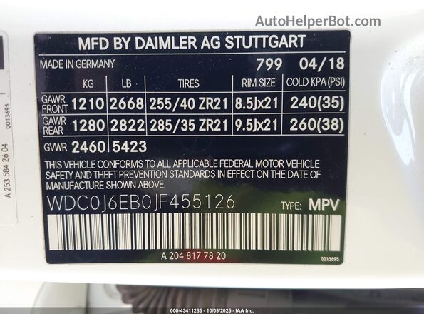 WDC0J6EB0JF455126 2018 MERCEDES-BENZ AMG GLE 43 COUPE White Engine compartment view