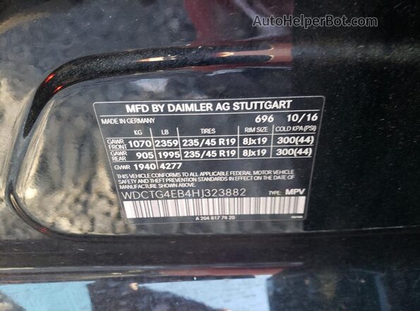 WDCTG4EB4HJ323882 2017 MERCEDES-BENZ GLA Black Widok komory silnika