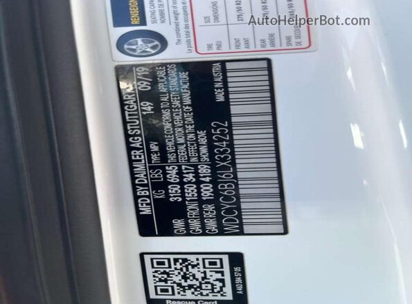 WDCYC6BJ6LX334252 2020 MERCEDES-BENZ G-CLASS White უკანა სალონის ხედი