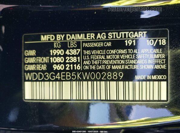 WDD3G4EB5KW002889 2019 MERCEDES-BENZ A 220 Black Widok komory silnika