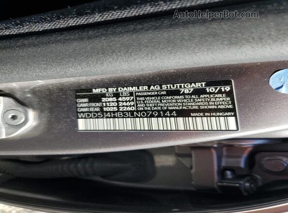 WDD5J4HB3LN079144 2020 MERCEDES-BENZ CLA-CLASS Gray Вид підкапотного простору